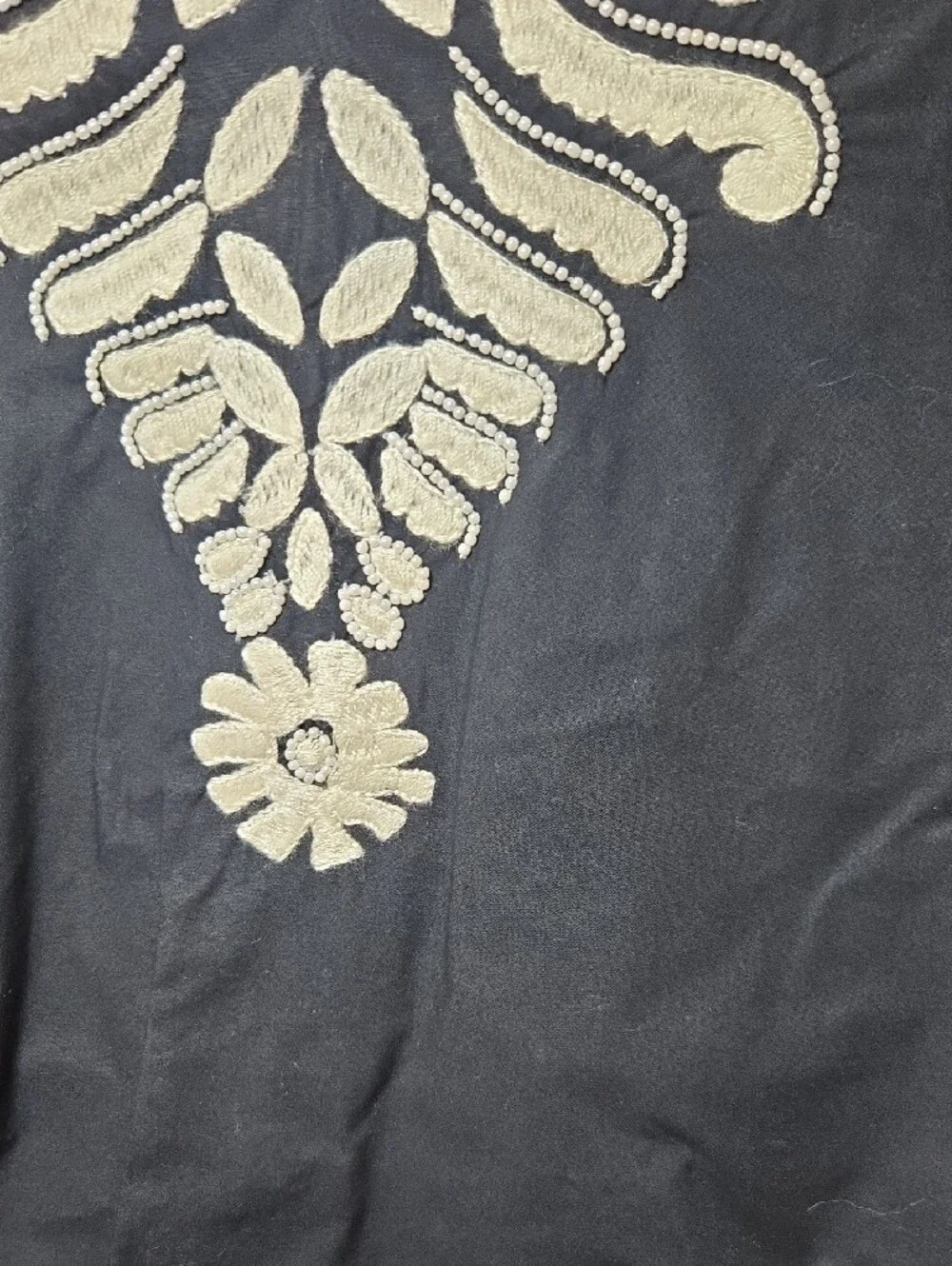Tory Burch Navy Tunic with White Embroidered Motif